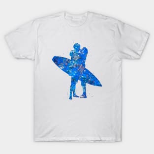 Surfer couple blue art T-Shirt